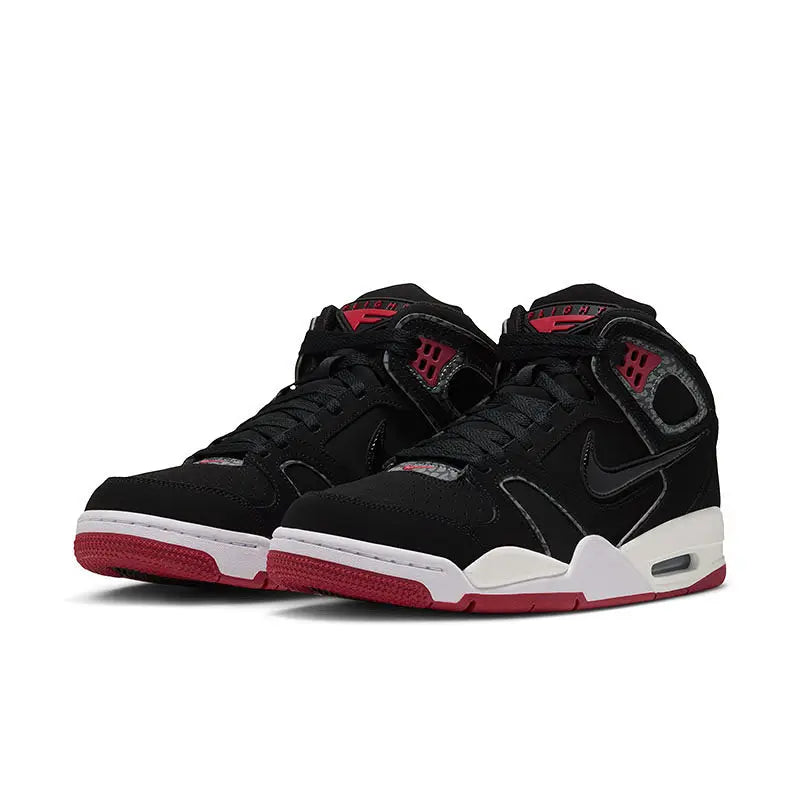 Nike Authentic AIR FLIGHT FALCON 397204‑061, chaussures de basketball mi-hautes pour hommes, noir, blanc, rouge, baskets rétro.