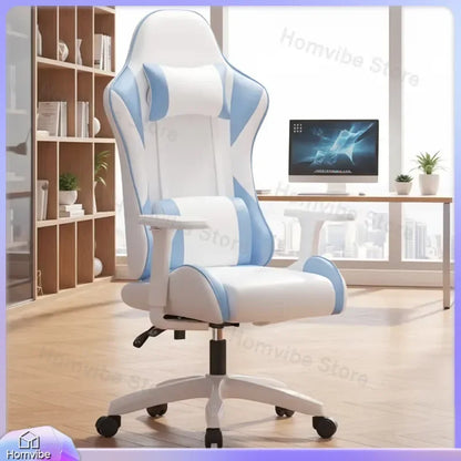 Chaise de gaming ergonomique avec accoudoirs 4D, hauteur réglable, siège en cuir PU, base en fer, pieds en forme d'épée, vérin à gaz 2 étapes, pour bureau
