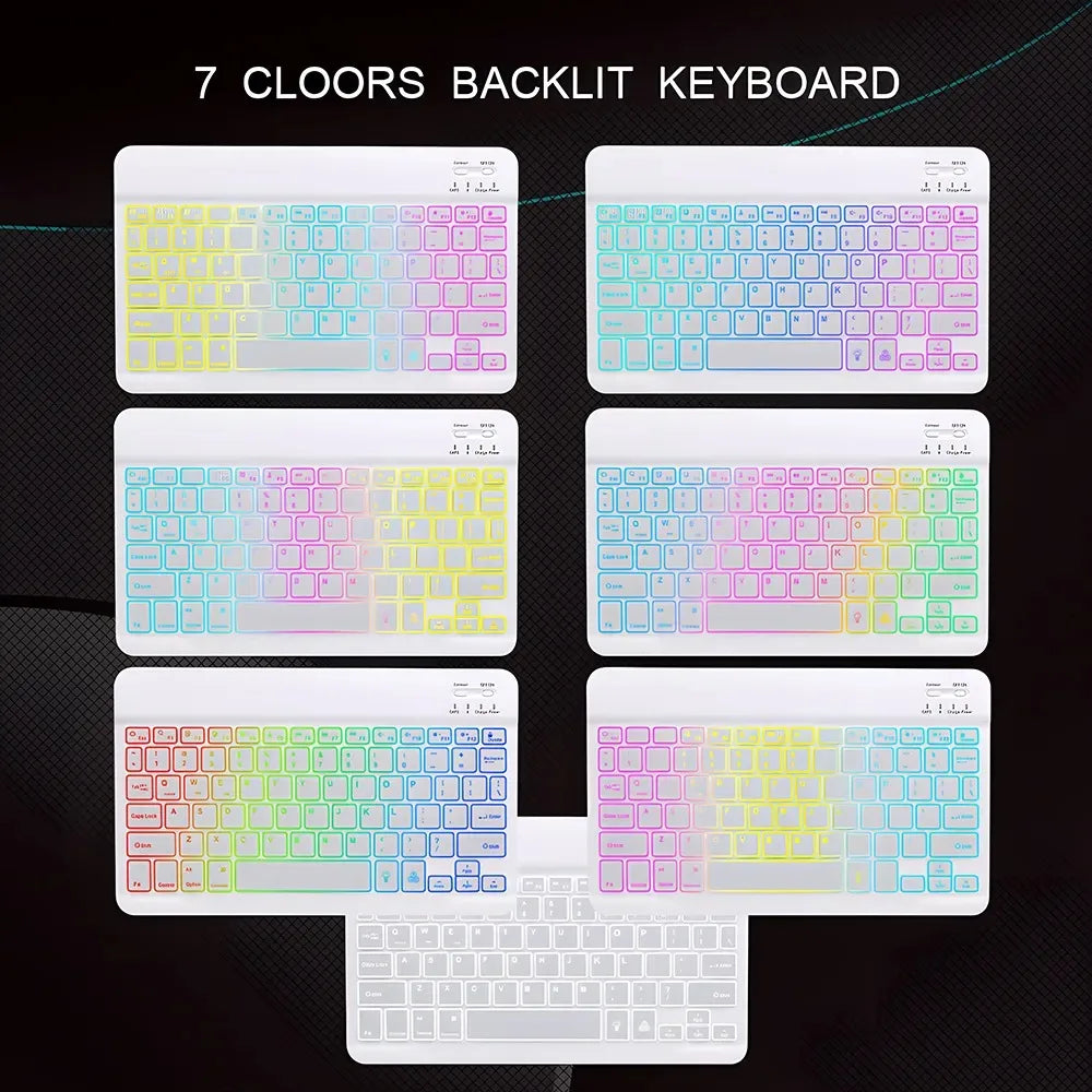 Mini Backlit RGB Bluetooth Wireless Keyboard 2.4G Mouse For Tablet Cell Phone Windows Android iOS Ultra Light Slim iPad Keyboard