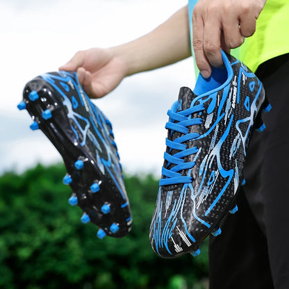 Chaussures de football à crampons longs et basses, chaussures de sport respirantes et antidérapantes pour hommes, chaussures de sport résistantes à l'usure pour l'entraînement sur gazon naturel