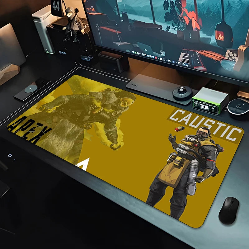 Apex Legends Caustic egérpad, nagy méretű játékos kiegészítő, egérpad, gamer asztali szőnyeg, irodai billentyűzet, XXL, anime szőnyeg, sebesség
