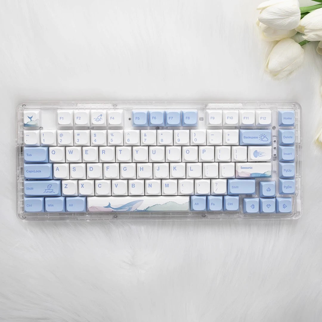 133 Keys XDA Profile Keycap Ocean Whale Theme PBT Keycaps For MX Switch Mechanical Keyboard Dye Sublimation Blue White Key Caps