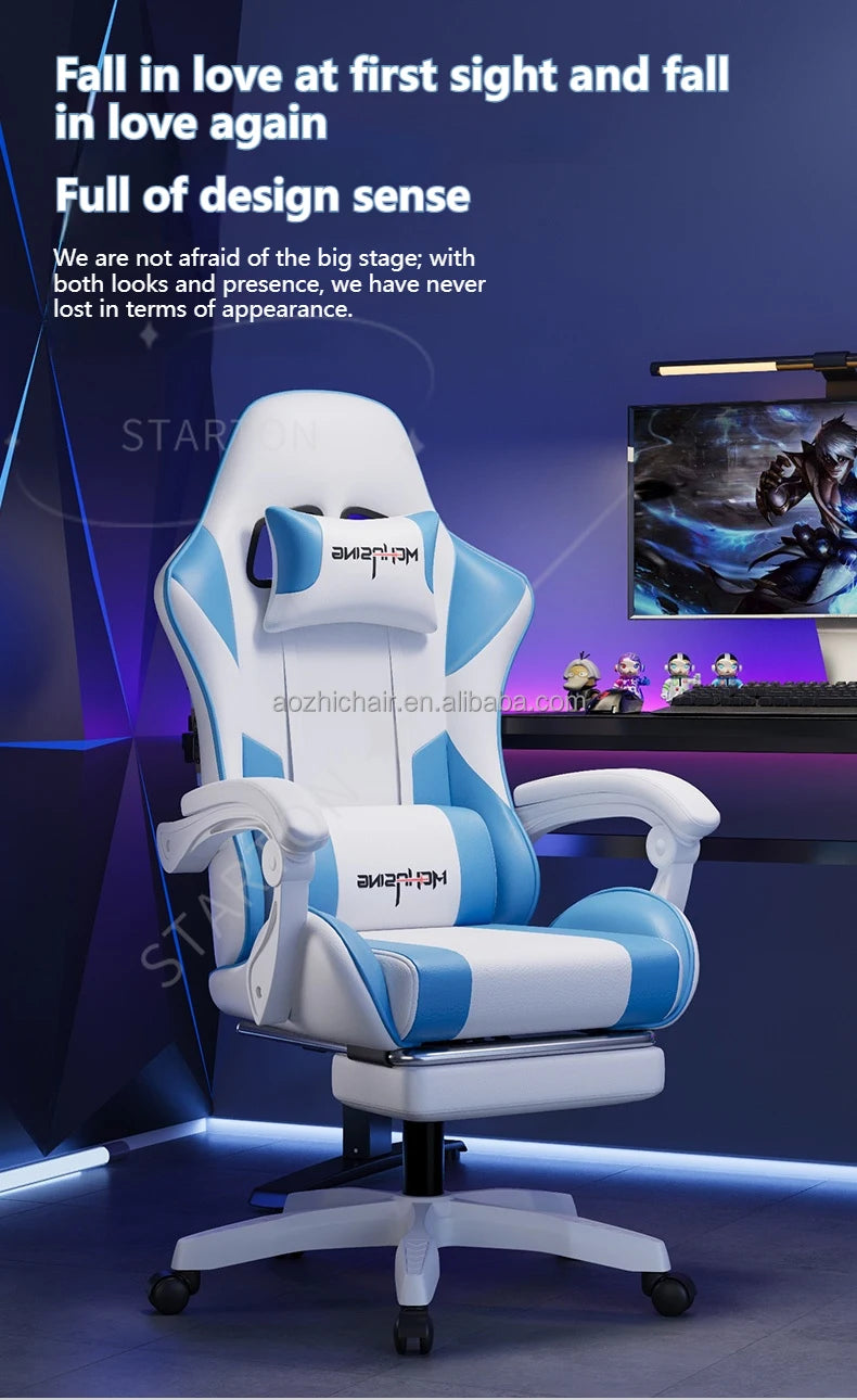 Ergonomická moderní otočná židle pro kancelář i domov – e-sportovní herní židle s kolečky v otočném stylu, počítačová herní židle