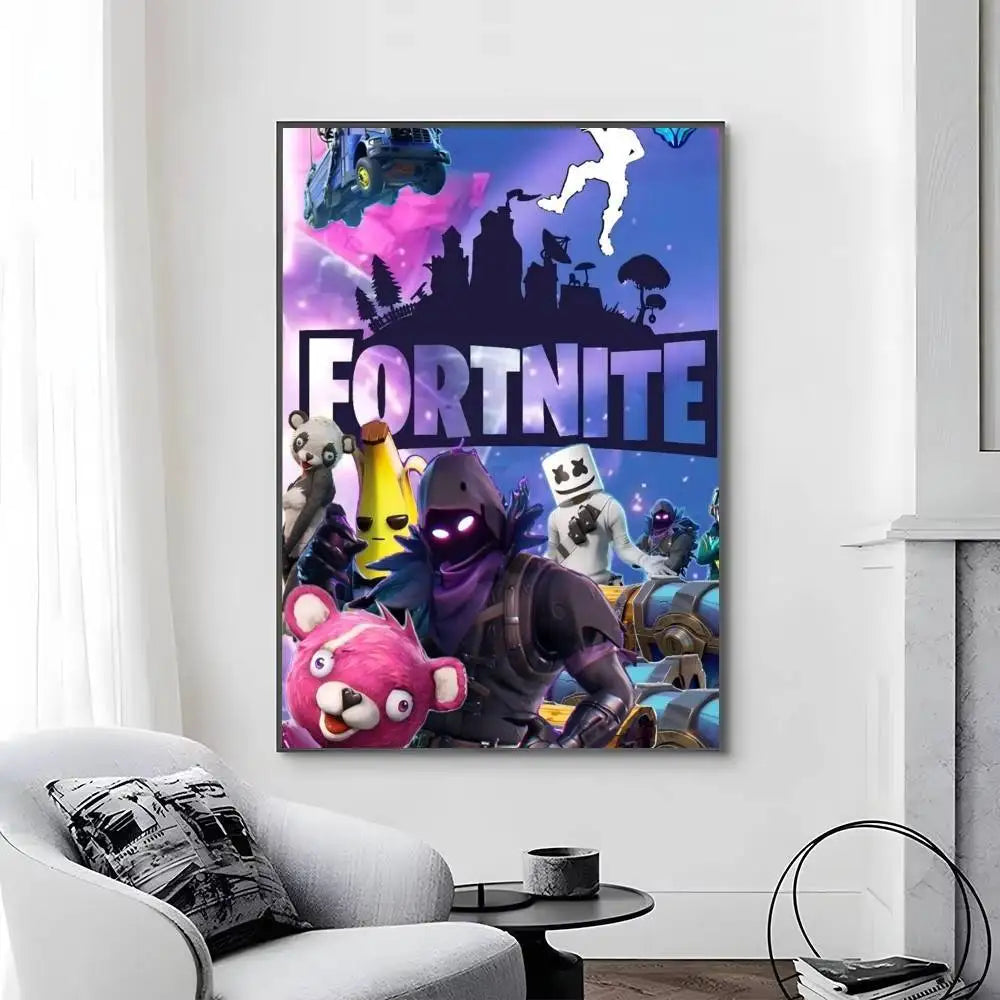 Game-F-F-Fortnites Poster, selbstklebend und wasserfest, ideal für Wohnzimmer, Schlafzimmer und Bar-Dekoration