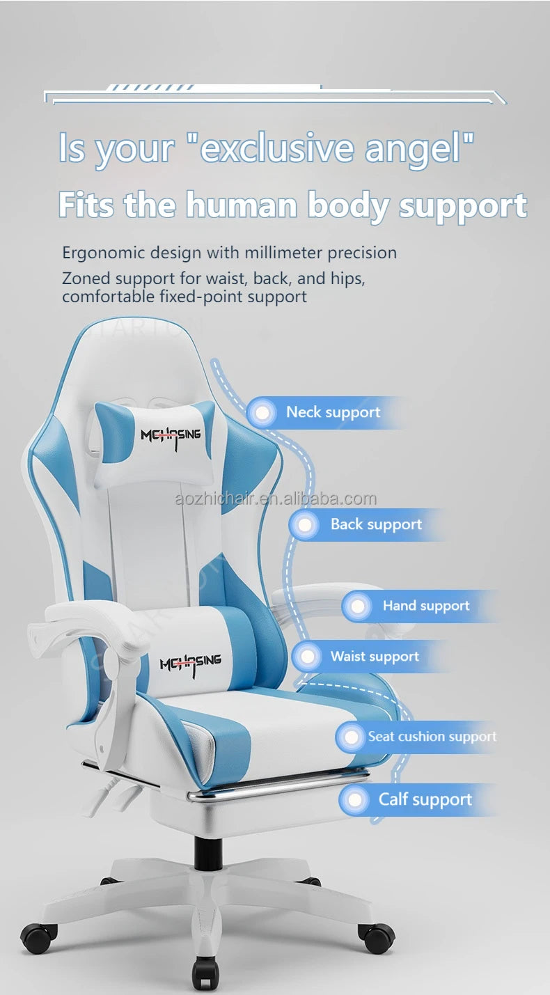 Ergonomická moderní otočná židle pro kancelář i domov – e-sportovní herní židle s kolečky v otočném stylu, počítačová herní židle
