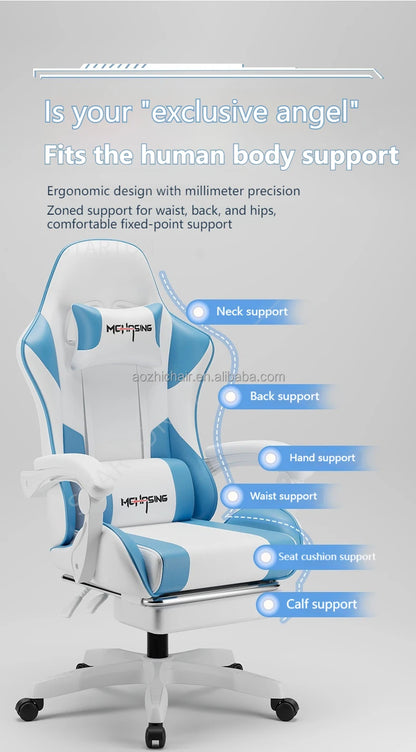 Ergonomická moderní otočná židle pro kancelář i domov – e-sportovní herní židle s kolečky v otočném stylu, počítačová herní židle