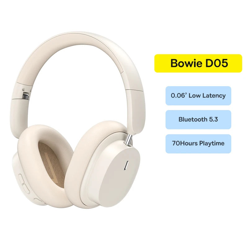 Baseus kabellose Bluetooth 5.3 Over-Ear-Kopfhörer – HiFi-40mm-Treiber, faltbares Headset mit 70H Wiedergabezeit und Spatial Audio