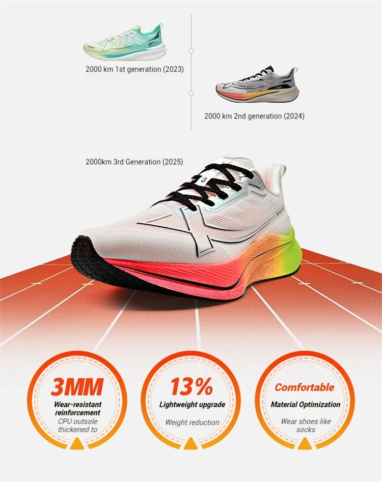 Xtep 2000km 3.0 Running Shoes Soft Universal Sneakers Cushioning Training Jogging Wear-Resistant Lightweight 875119110032