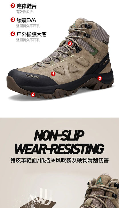 HUMTTO Buty trekkingowe męskie wodoodporne buty myśliwskie taktyczne pustynne buty bojowe za kostkę do trekkingu dla mężczyzn i kobiet ciepłe skórzane sneakersy