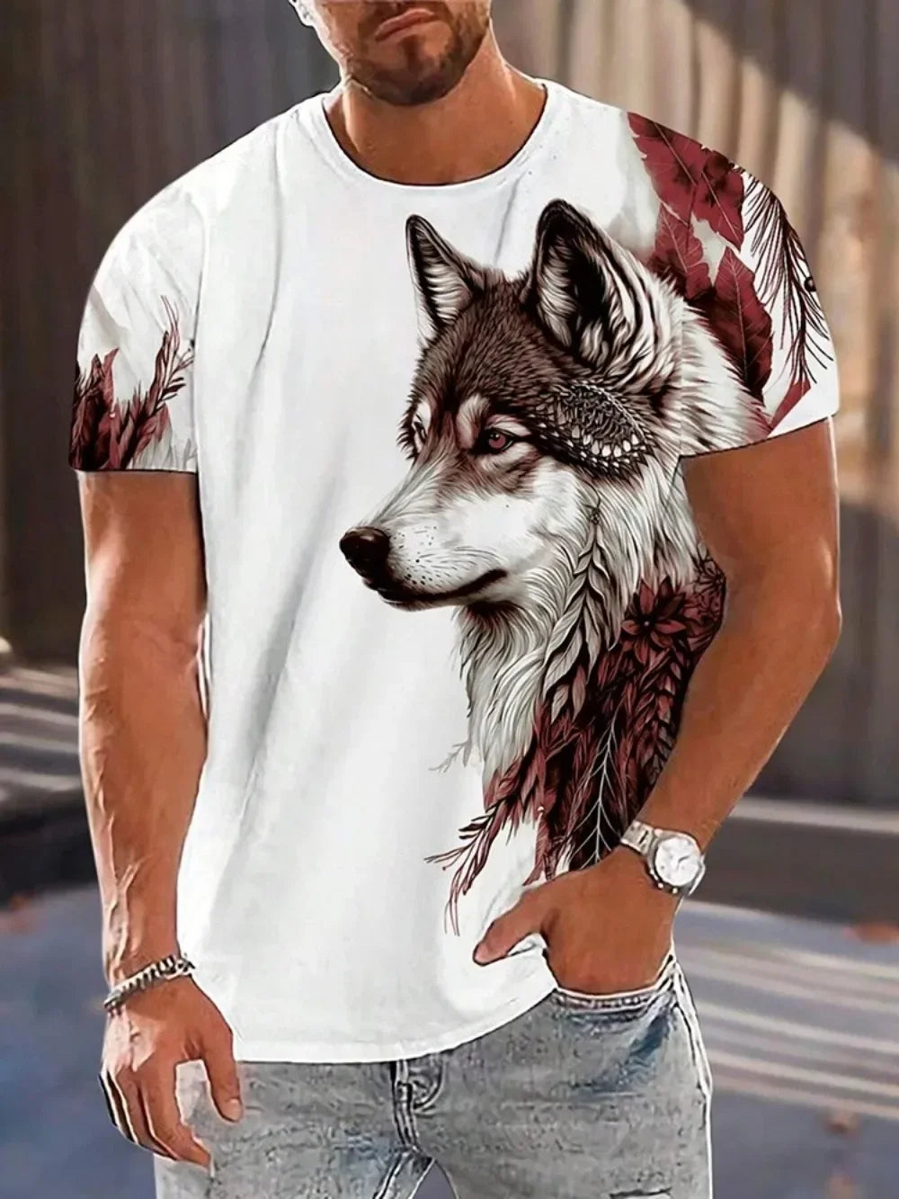 New Men's Wild Wolf Pattern T-shirt Summer Streetwear Outdoor Breathable Casual T Shirt Tops 3D Print Tees Fashion Man Clothes