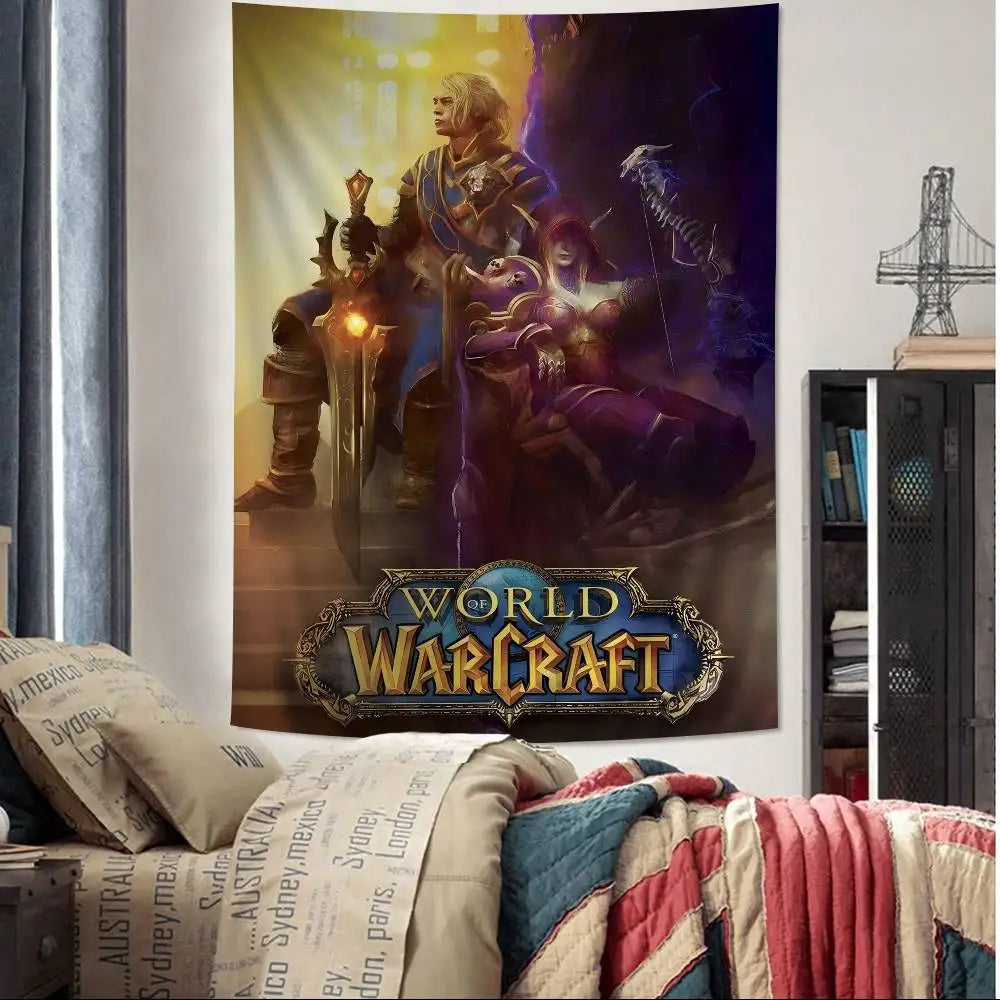 Vruća igra World of Warcraft, veliki zidni tapiserija s printom, jeftini hipi zidni ukrasi, boemski zidni tapiserije, mandala, kućni dekor