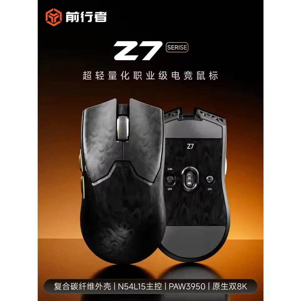 EWEADN Z7 Carbon Fiber bezprzewodowa mysz gamingowa Paw3950 Dual 8k, lekka, średniej wielkości, ergonomiczna mysz e-sportowa do FPS, akcesorium do PC