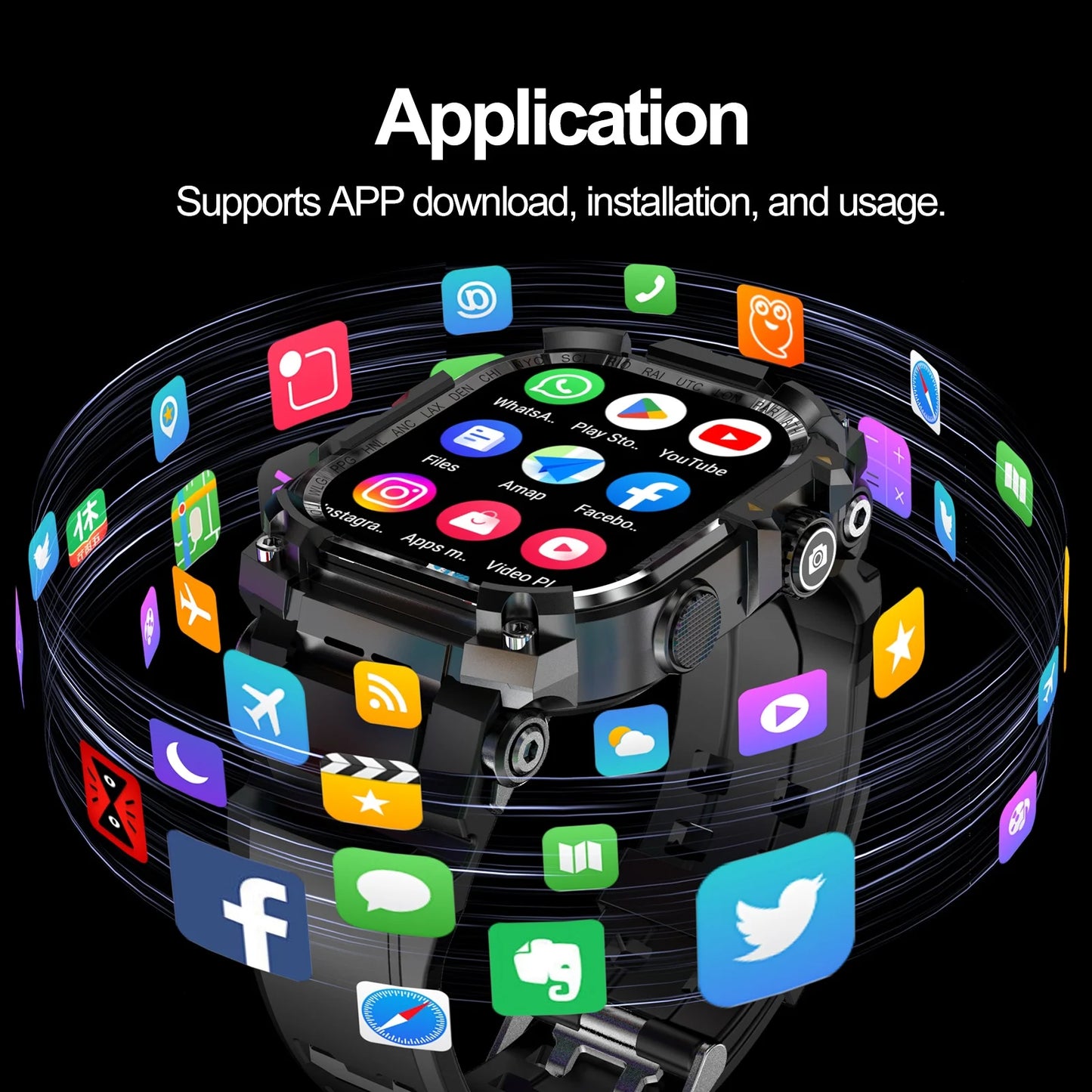 APPLLP 7 MAX Smartwatch 4G SIM Full Network Android OS GPS WiFi 2.06-inch Rotating Camera 32GB RAM 256GB Storage Latest Model