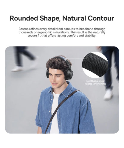 Baseus Bass EH10 NC Wireless Headphones Bluetooth 6.0 Noise Canceling 45dB Over Ear Headset Spatial Audio Earphone 80H Time