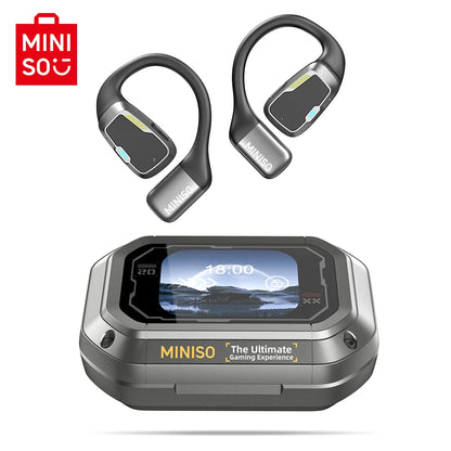 AI MINISO M98 Wireless Headphones OWS Sports Bluetooth Earphones Gaming Headset AI Translator Earbuds APP LCD Touch Screen IPX5