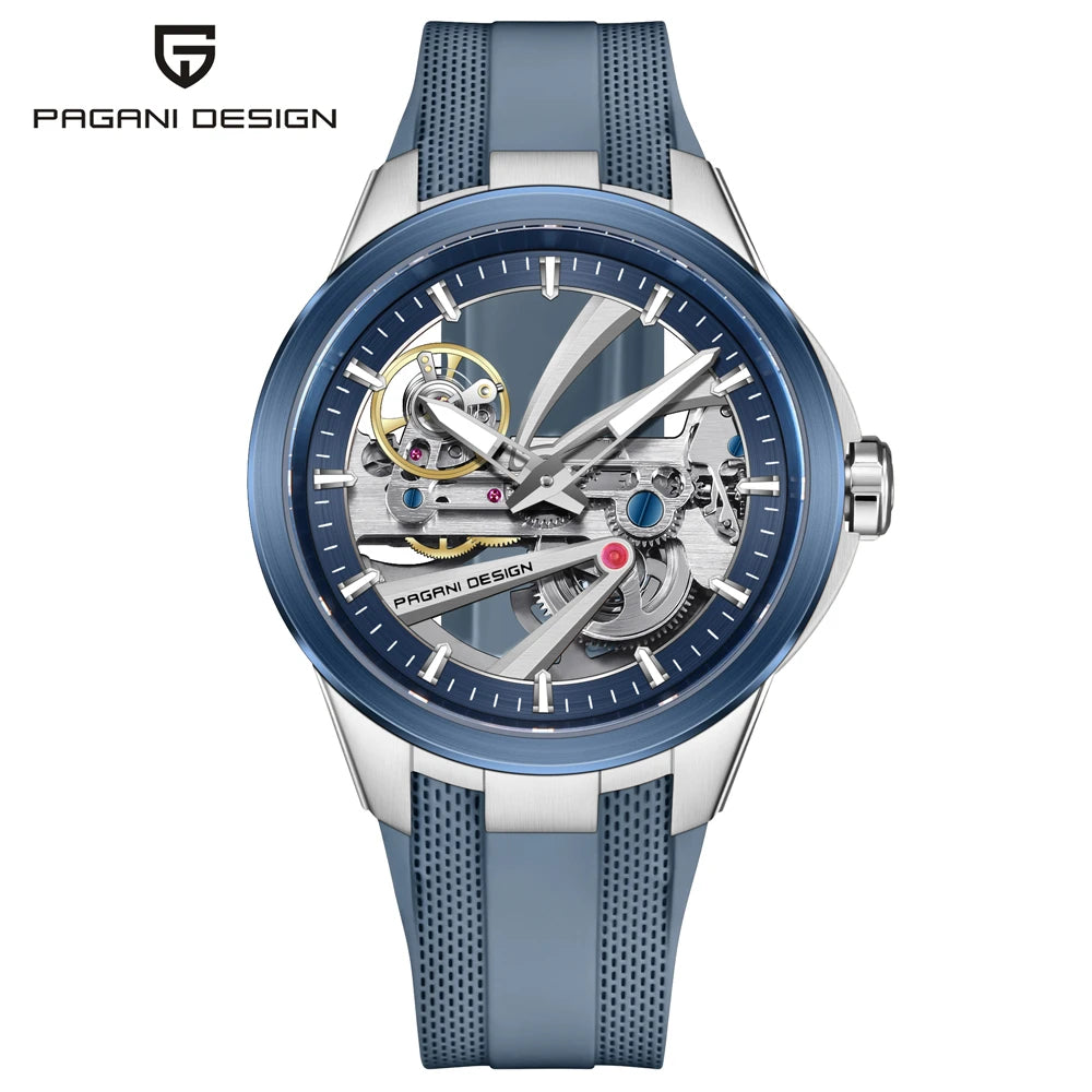 Herrenuhr PAGANI DESIGN – Mechanisches Automatik-Luxusmodell, durchbrochenes Zifferblatt, Saphirglas mit Antireflexbeschichtung, wasserdicht, leuchtende Zeiger – Geschenkidee für Herren