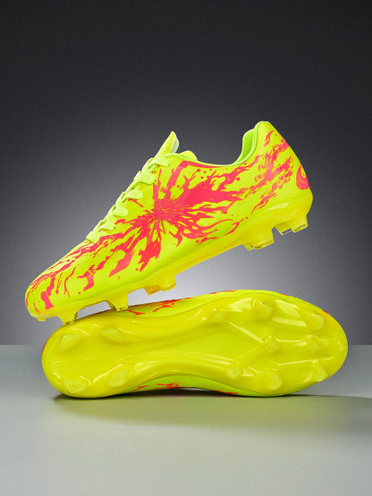Chaussures de football pour hommes, modèle AG FG Hybrid, avec crampons, tige en PU confortable et semelle absorbant les chocs, idéales pour l’entraînement sur gazon naturel.