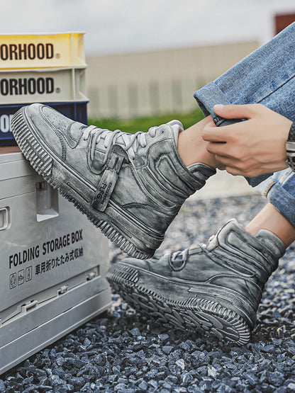 Autumn and Winter High Top Men's Fashion Trend Retro Gray Parent-Child Work Sports Shoes