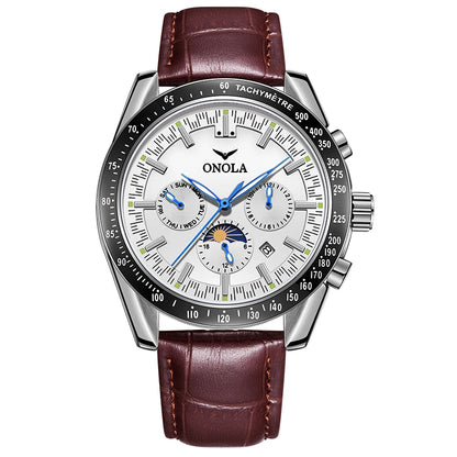 ONOLA Men’s Mechanical Watch – A luxury automatic watch with a casual style, featuring a leather strap and an openwork dial