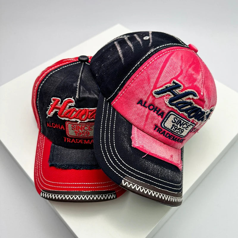 Gorras de béisbol vintage coreanas lavadas para hombre y mujer, de algodón, con cierre snapback, bordado de letras, versátiles, modernas e informales con efecto desgastado