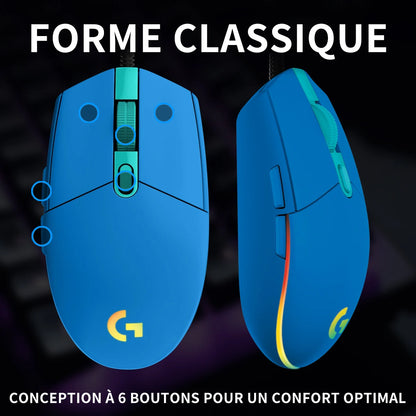 Przewodowa mysz gamingowa Logitech G203, klasy e-sportowej, 6 programowalnych przycisków i wielokolorowe podświetlenie do gier rywalizacyjnych