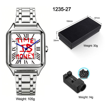 FUCK9.5 Stainless Steel Alloy Square Dial Simple Elegant Ins Style Light Luxury High-end Unisex Square Waterproof Quartz Watch