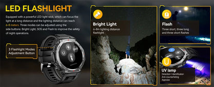 T-Rex 3 Military Smartwatch for Men  GPS Sports Tracker, 5ATM Waterproof, Heart Rate Monitor & Bluetooth Calling