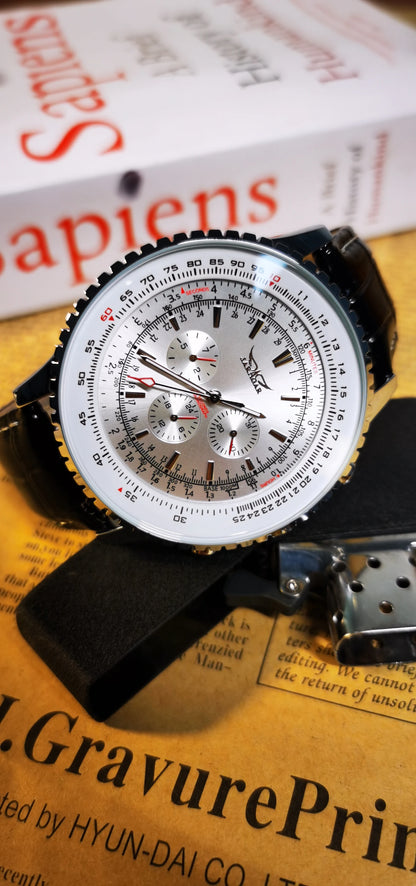 JARAGAR Pilot Automatic Watch for Men Military Multifunction Sub-Dials Mechanical Watches Top Brand Luxury Leather Strap Clock
