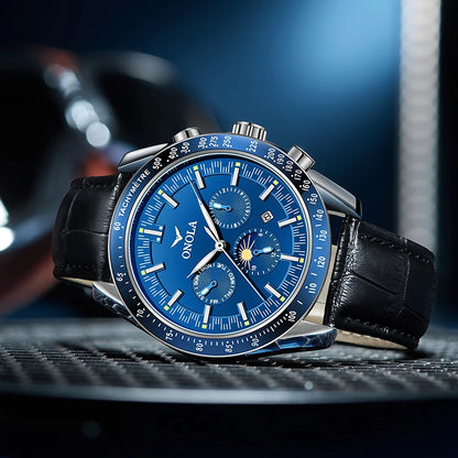 ONOLA Men’s Mechanical Watch – A luxury automatic watch with a casual style, featuring a leather strap and an openwork dial