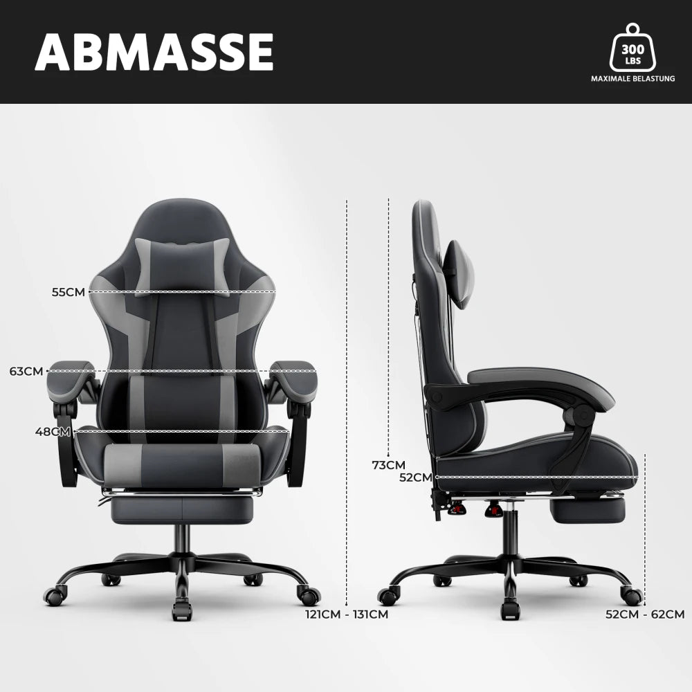 Gaming Chair Ergonomic Gaming Chair with Lumbar Support, Breathable Pu Leather Office Chair,Comfortable Computer Chair