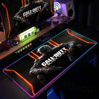 Gaming Call of Duty RGB Mouse Pad Office Large Size PC LED Glowing Keyboard Natural Rubber Anti-Slip Mice Mats Lock Edge Thicken