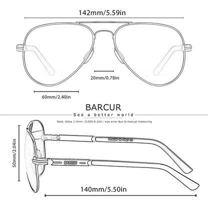 BARCUR polarizált férfi napszemüveg, pilóta napszemüveg férfiaknak, kiegészítők, vezetéshez, horgászathoz, túrázáshoz, szemüveg, Oculos, Gafas De Sol