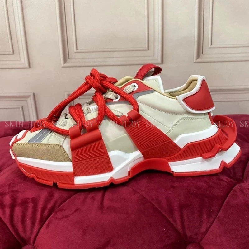 2026 Fashion Women Sneakers Size 35-46 High Quality Platform Sneakers Men Casual Shoes Sports Running Shoes Lace-Up Patchwork