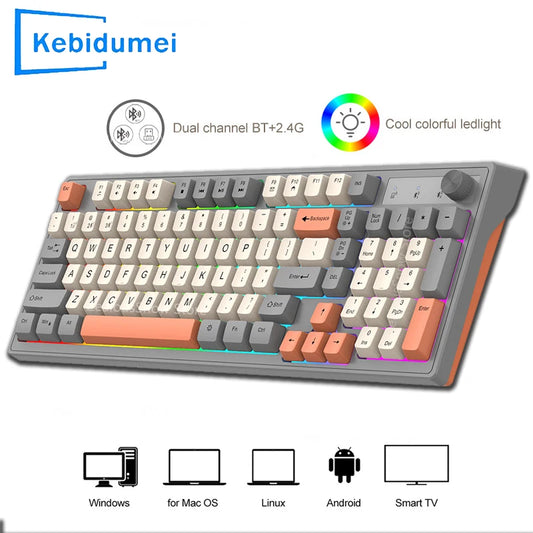 2.4G Wireless Mechanical Feel Keyboard Bluetooth 5.0 Dual Mode Keyboard With RGB Backlight for Desktop PC Office/Game Keyboard