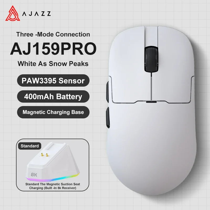 Ajazz AJ159 PRO/APEX Gaming Mouse 8000Hz Rebound Rate Paw3950 Color Screen Magnetic Stand AJ159P Office & Gaming