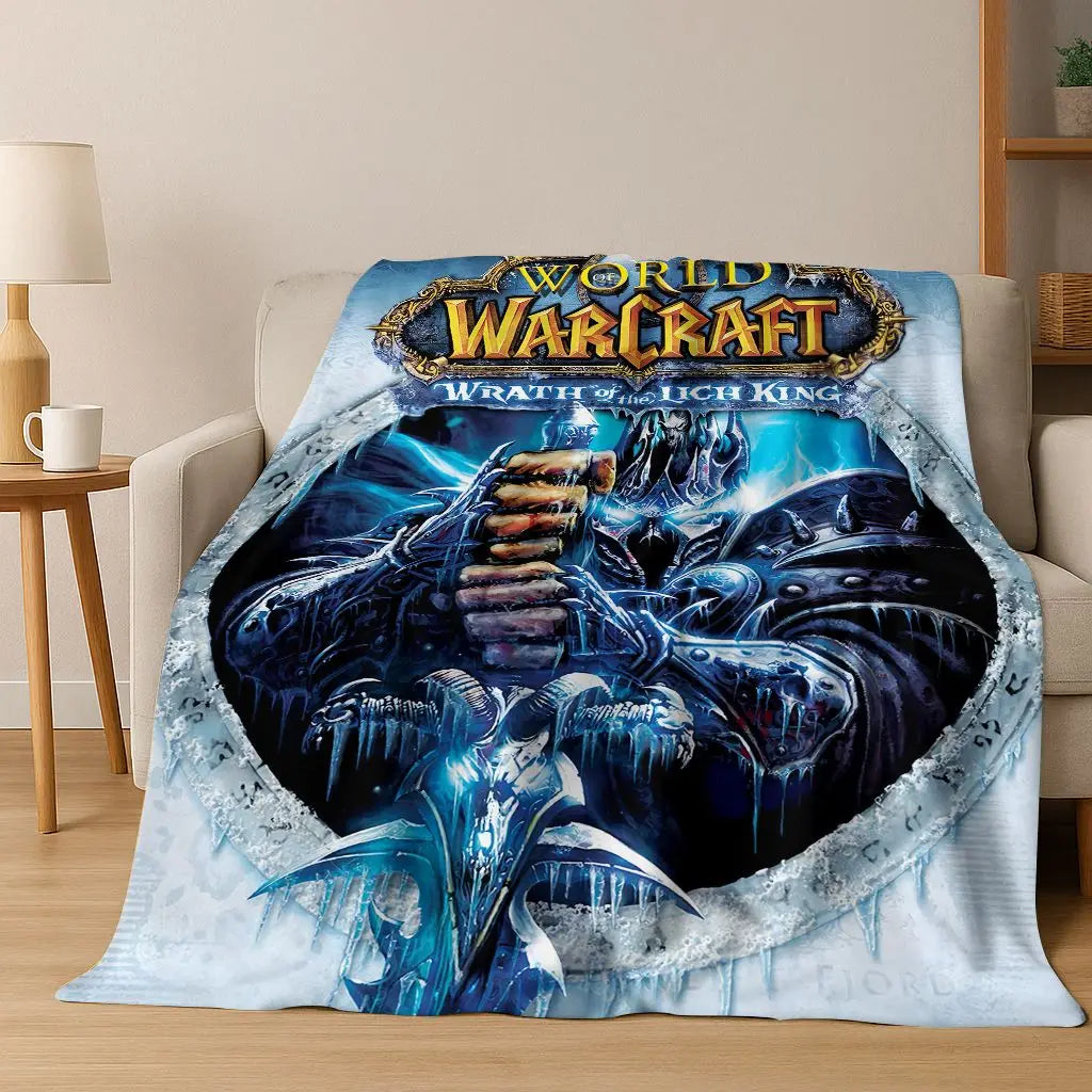 Pătură din flanel WOW World of Warcraft Arthas Demon Illidan Sylvanas, pled moale și confortabil pentru casă, dormitor, pat, canapea, husă, cadou