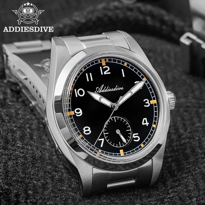 Reloj de cuarzo ADDIESDIVE de 36mm para hombre VH60, luminoso BGW9, cristal abombado tipo burbuja, cubierta de vidrio, resistente al agua 10Bar, acero inoxidable