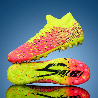 Chaussures de football unisexes AG FG, conception à crampons mixtes anti-casse, cuir synthétique souple, idéales pour les matchs de football amateur le week-end