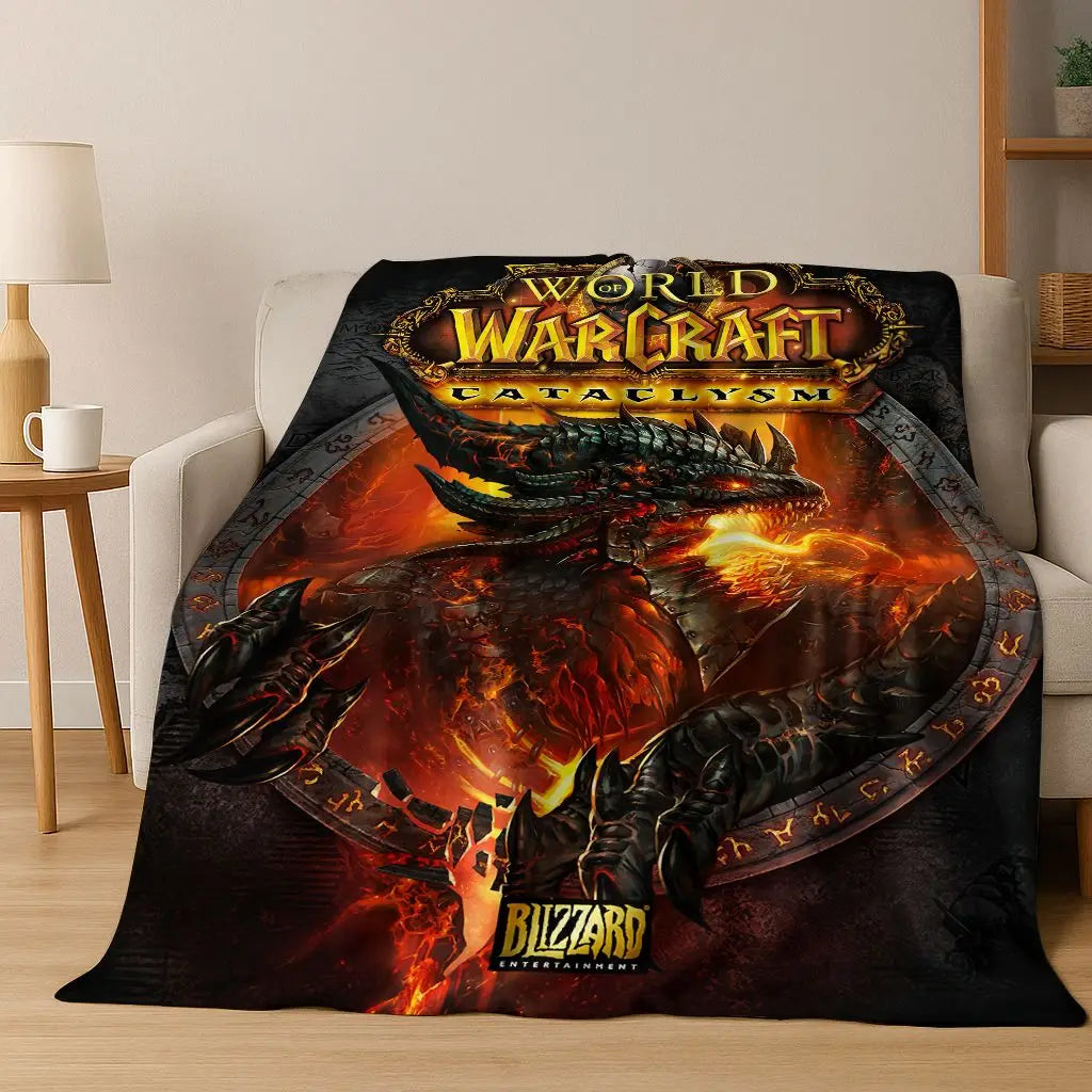 Pătură din flanel WOW World of Warcraft Arthas Demon Illidan Sylvanas, pled moale și confortabil pentru casă, dormitor, pat, canapea, husă, cadou