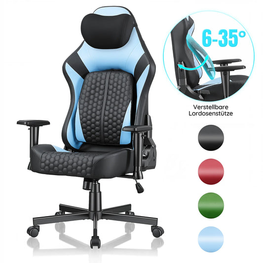 Devoko Gaming chair with 6-35 ° adjustable lumbarrest, thickened and wide seat cushion, ergonomic desk chair