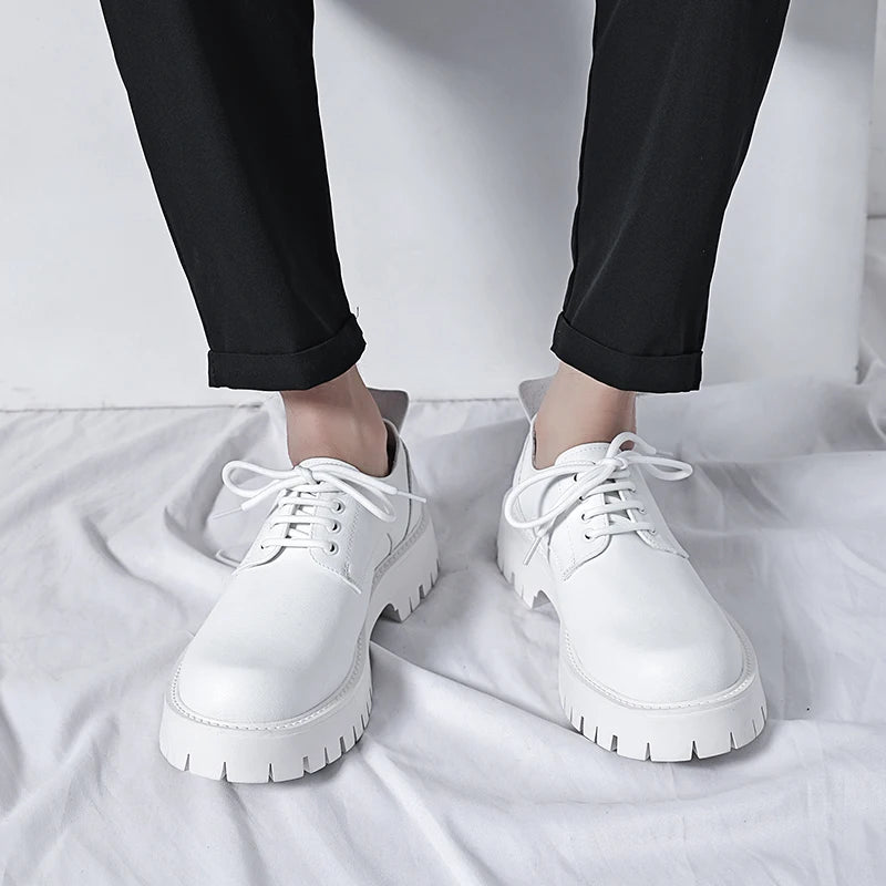 White Lace-up Oxford Shoe Men Fashion Men's Leather Sneakers Breathable Casual Loafers Shoes Mens Designer Men Comfortable Shoes