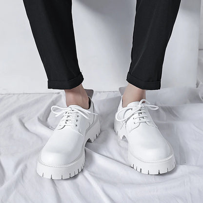 White Lace-up Oxford Shoe Men Fashion Men's Leather Sneakers Breathable Casual Loafers Shoes Mens Designer Men Comfortable Shoes