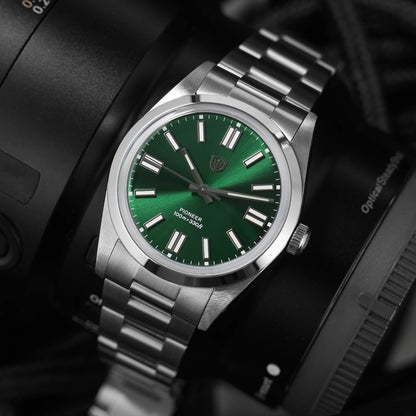 Watchdives WD1016 V3 kvarc karóra, 37 mm-es rozsdamentes acél tok, zafírüveg, vintage stílusú karóra, VH31 Sweep mozgás, 100 m vízálló férfi karóra