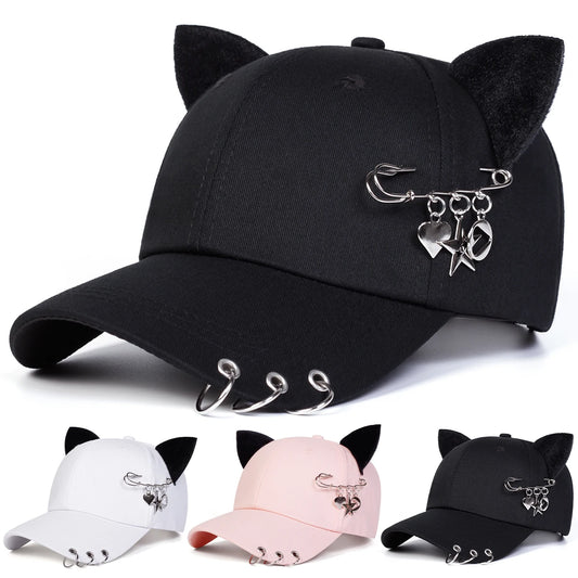 Unisex Cat Ear Pin Love Baseball Caps Spring Autumn Outdoor Adjustable Casual Hats Sunscreen Hat Sports Cap