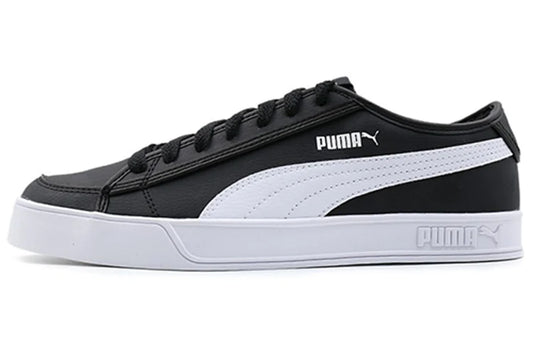 Puma Smash V2 Vulc SL, baskets de skate basses, légères et respirantes, style rétro, noir et blanc, 367308-01.