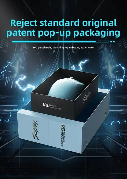 SCYROX V6 porenfreie kabellose Esports-Maus 40g 750IPS mit 8k-Empfänger, schneller Reaktion, 3950, hochwertig, 8KHz Gaming-Maus