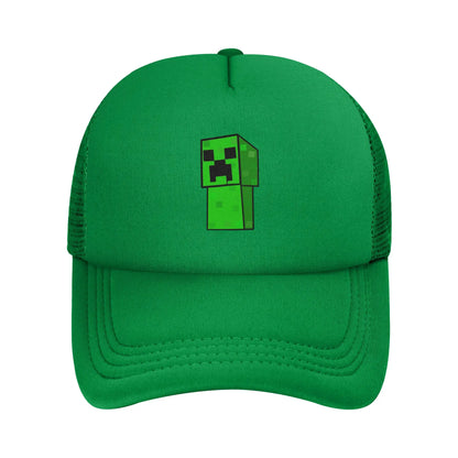 Kubinis nuotykių ieškotojas atranda už savęs „Creepers“ monstrą. Sunkvežimio vairuotojo kepurė. „Sun Hats“ kepurė. Reguliuojama „Snapback“ kepurė. Tinklinė beisbolo kepurė.