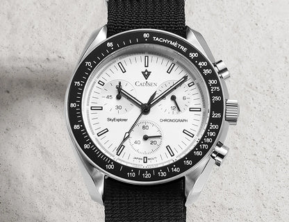 CADISEN Új férfi karórák Luxus kvarc karóra férfiaknak Zafír AR bevonatú üveg Vászon VK68 Speed Chronograph Automatikus