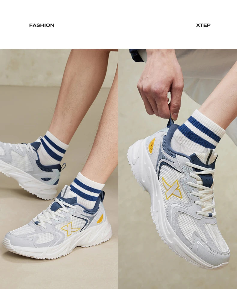 Zapatillas casuales Xtep para hombre, calzado deportivo de verano resistente, con cordones, antideslizante y resistente al desgaste para exteriores 876219320026