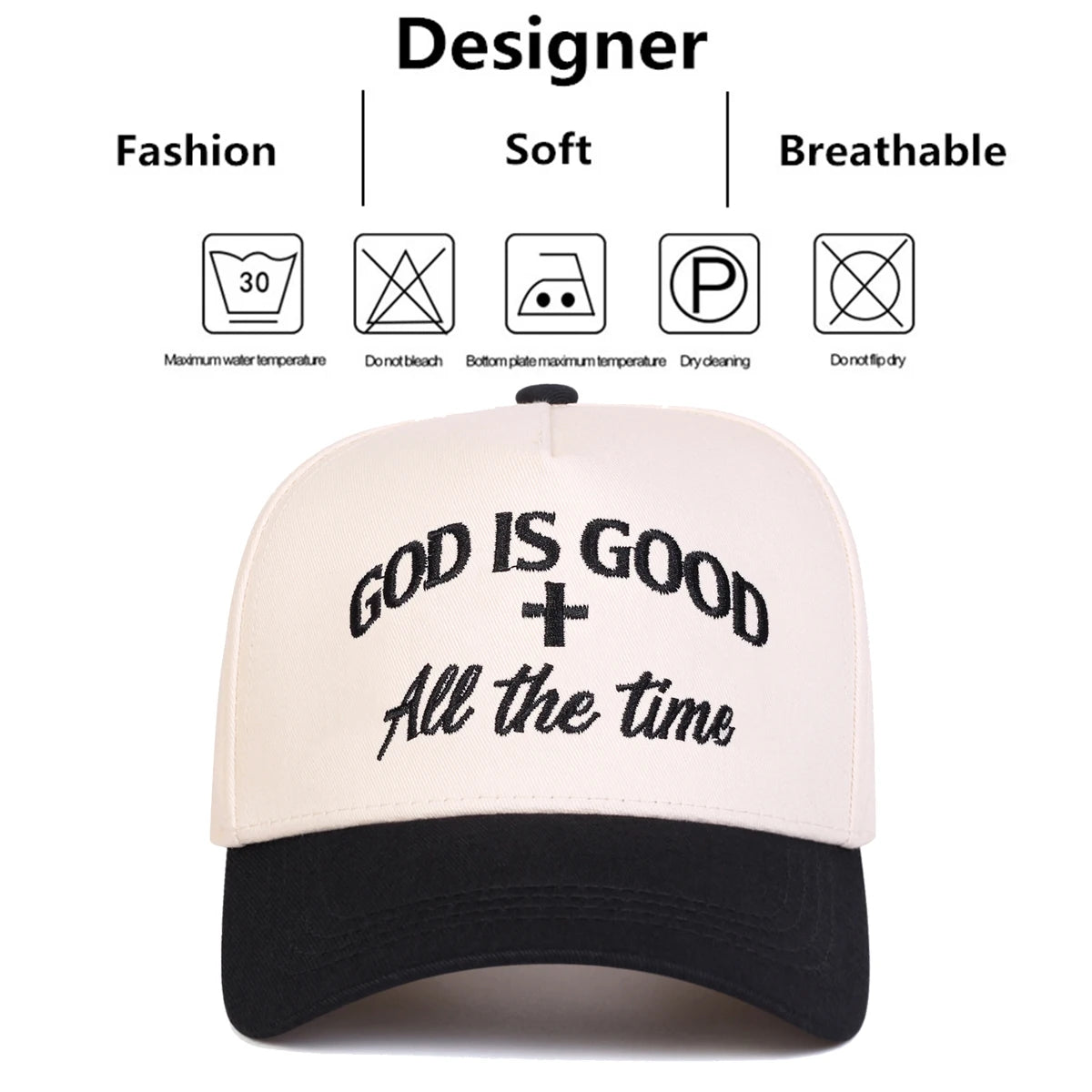 Czapki baseballowe unisex z haftem „GOD IS GOOD” – wiosna, jesień, na świeżym powietrzu, regulowane, codzienne, czapki przeciwsłoneczne, czapki sportowe